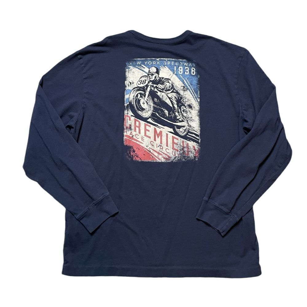 CREMIEUX Moto Long Sleeve T-Shirt Navy Blue Size Medium